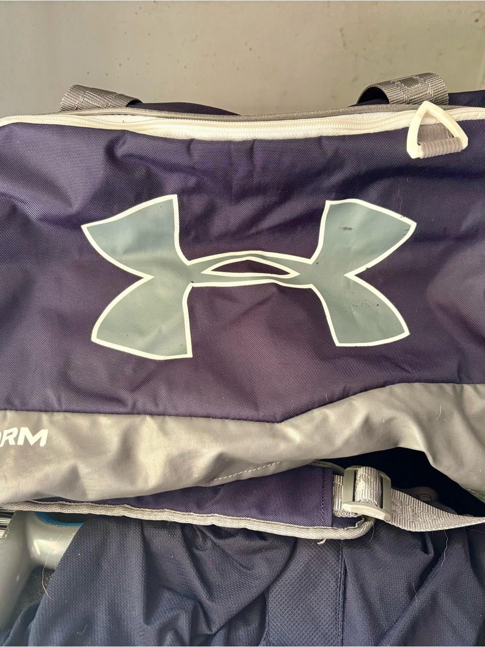 Under Armour Navy and Light Gray Logo Gym Duffle